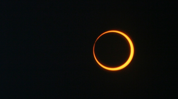 An annular solar eclipse photographed on May 20, 2012, by Bill Dunford/NASA.